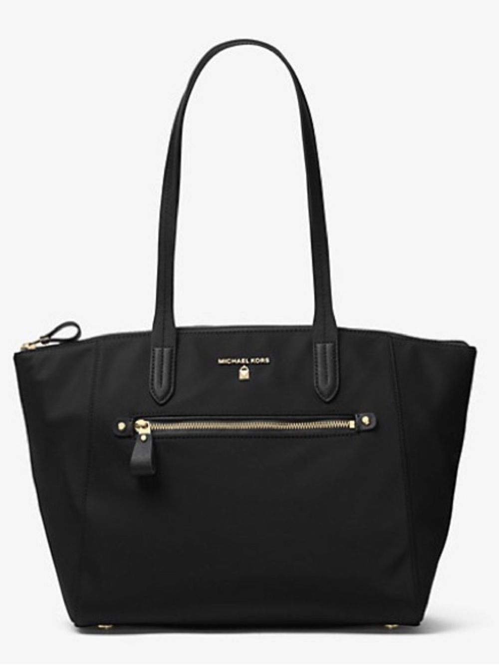 Michael Kors Kelsey Medium Nylon Tote with Front Zip Pocket and Trolley Sleeve.